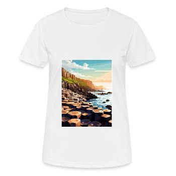 Giant S Causeway Nordirland Reiseposter - Frauen T-Shirt atmungsaktiv - Weiß - Vorne - AI Model Female 172 dark (172cm)