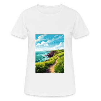 St Davids Head Pembrokeshire Vintage-Reiseposter - Frauen T-Shirt atmungsaktiv - Weiß - Vorne - AI Model Female 172 dark (172cm)