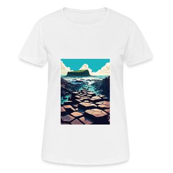 Giant S Causeway Nordirland Reiseposter - Frauen T-Shirt atmungsaktiv - Weiß - Vorne - AI Model Female 172 dark (172cm)