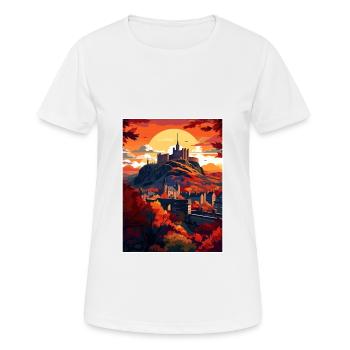 Edinburghscape European Scotland affiche de voyage - T-shirt respirant Femme - blanc - Devant - AI Model Female 172 dark (172cm)