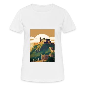 Edinburghscape European Scotland affiche de voyage - T-shirt respirant Femme - blanc - Devant - AI Model Female 172 dark (172cm)