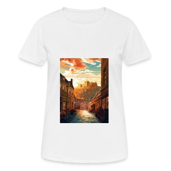 Edinburghscape European Scotland affiche de voyage - T-shirt respirant Femme - blanc - Devant - AI Model Female 172 dark (172cm)
