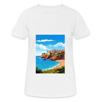 Costa Brava Spanien Vintage Reiseposter Souvenir - Frauen T-Shirt atmungsaktiv - Weiß - Vorne - AI Model Female 172 dark (172cm)