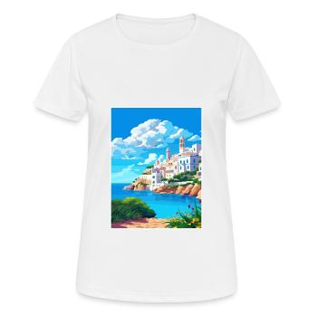 Ibiza Spanien Vintage Reiseposter WPA Souvenir - Frauen T-Shirt atmungsaktiv - Weiß - Vorne - AI Model Female 172 dark (172cm)