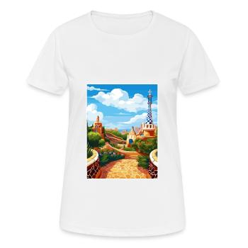 Barcelona Spanien Vintage Reiseposter WPA Souvenir - Frauen T-Shirt atmungsaktiv - Weiß - Vorne - AI Model Female 172 dark (172cm)