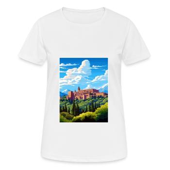 Alhambra Spain Vintage Travel Poster WPA Souvenir - Women's Breathable T-Shirt - white - Front - AI Model Female 172 dark (172cm)