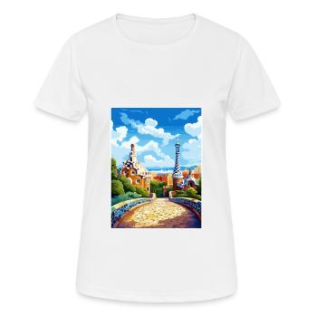 Barcelona Spanien Vintage Reiseposter WPA Souvenir - Frauen T-Shirt atmungsaktiv - Weiß - Vorne - AI Model Female 172 dark (172cm)