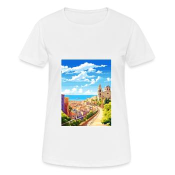 Malaga Espagne Vintage voyage affiche WPA Souvenir - T-shirt respirant Femme - blanc - Devant - AI Model Female 172 dark (172cm)