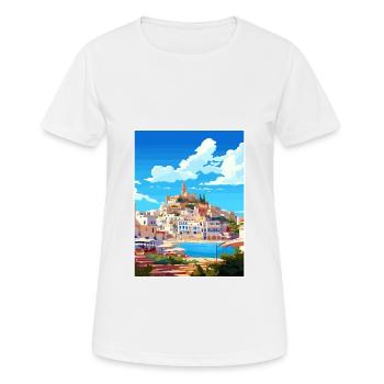Ibiza Spanien Vintage Reiseposter WPA Souvenir - Frauen T-Shirt atmungsaktiv - Weiß - Vorne - AI Model Female 172 dark (172cm)