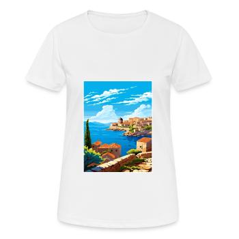 Dubrovnik Croatie Vintage voyage affiche Souvenir - T-shirt respirant Femme - blanc - Devant - AI Model Female 172 dark (172cm)
