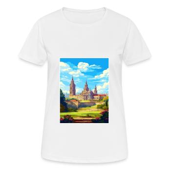 Santiago De Compostela Spain Vintage Travel Poster - Women's Breathable T-Shirt - white - Front - AI Model Female 172 dark (172cm)