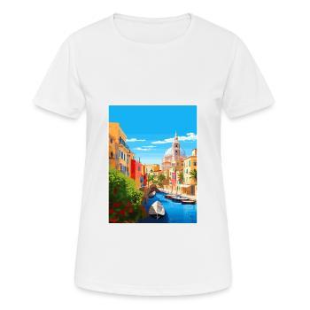 Cagliari Italy Vintage Travel Poster WPA Souvenir - Women's Breathable T-Shirt - white - Front - AI Model Female 172 dark (172cm)