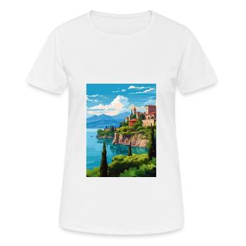 Gardasee Dekoration Vintage Reiseposter WPA - Frauen T-Shirt atmungsaktiv - Weiß - Vorne - AI Model Female 172 dark (172cm)
