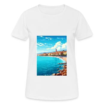 Nice Francescape Vintage Travel Poster Souvenir - Women's Breathable T-Shirt - white - Front - AI Model Female 172 dark (172cm)