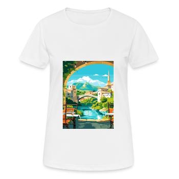 Mostar, Bosnie-Herzégovine, Pont de Stari Most Koski - T-shirt respirant Femme - blanc - Devant - AI Model Female 172 dark (172cm)