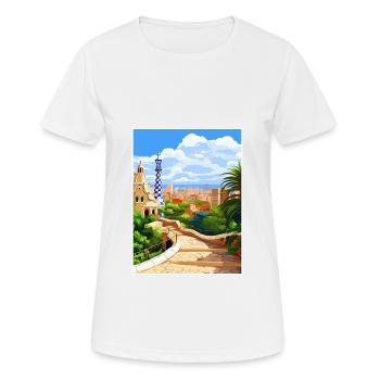 Barcelona Spanien Vintage Reiseposter WPA Souvenir - Frauen T-Shirt atmungsaktiv - Weiß - Vorne - AI Model Female 172 dark (172cm)