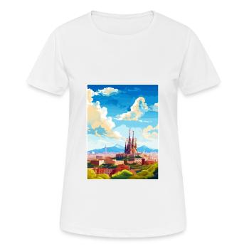 Barcelona Spanien Vintage Reiseposter WPA Souvenir - Frauen T-Shirt atmungsaktiv - Weiß - Vorne - AI Model Female 172 dark (172cm)