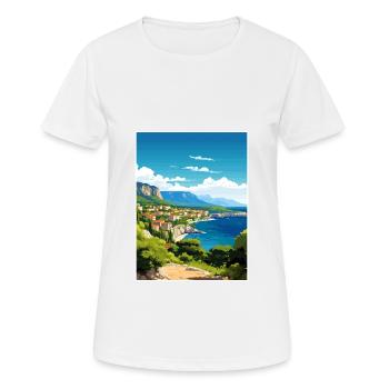 Croatia Vintage Travel Poster WPA Souvenir - Women's Breathable T-Shirt - white - Front - AI Model Female 172 dark (172cm)
