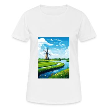 Netherlands Vintage Travel Poster WPA Souvenir - Women's Breathable T-Shirt - white - Front - AI Model Female 172 dark (172cm)