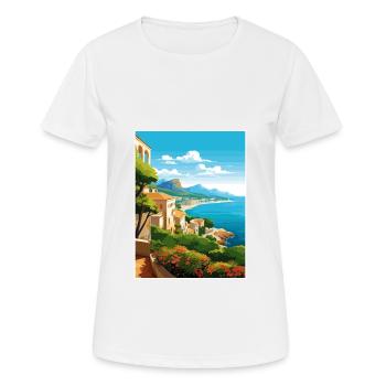 Costa Blanca Spain Vintage Travel Poster Souvenir - Women's Breathable T-Shirt - white - Front - AI Model Female 172 dark (172cm)