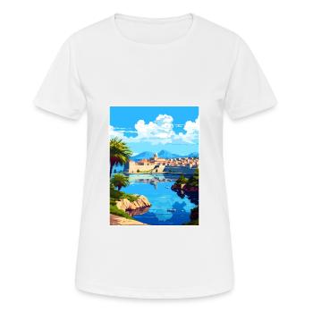 Dubrovnik Croatie Vintage voyage affiche Souvenir - T-shirt respirant Femme - blanc - Devant - AI Model Female 172 dark (172cm)