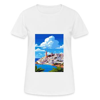 Ibiza Spanien Vintage Reiseposter WPA Souvenir - Frauen T-Shirt atmungsaktiv - Weiß - Vorne - AI Model Female 172 dark (172cm)