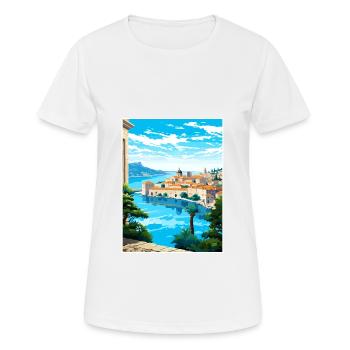 Dubrovnik Croatie Vintage voyage affiche Souvenir - T-shirt respirant Femme - blanc - Devant - AI Model Female 172 dark (172cm)