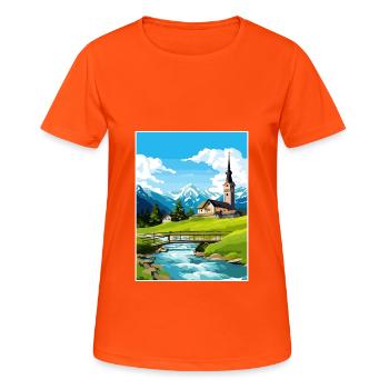 Ramsau Germany Berchtesgaden Vintage Travel Poster - Women's Breathable T-Shirt - neon orange - Front - AI Model Female 172 dark (172cm)