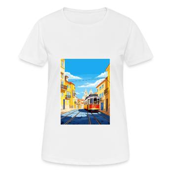 Lisbonne Portugal Vintage voyage affiche WPA Souvenir - T-shirt respirant Femme - blanc - Devant - AI Model Female 172 dark (172cm)