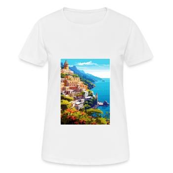 Amalfi Italie Décoration Vintage Voyage Affiche WPA - T-shirt respirant Femme - blanc - Devant - AI Model Female 172 dark (172cm)