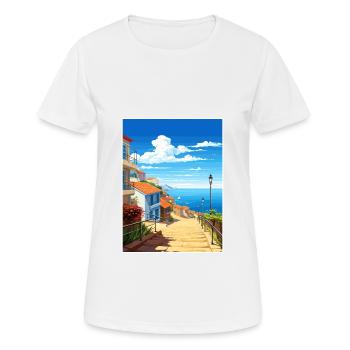 Nazare Portugal Vintage Travel Poster WPA Souvenir - Women's Breathable T-Shirt - white - Front - AI Model Female 172 dark (172cm)