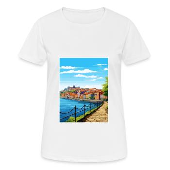Porto Portugal Vintage Reiseposter WPA Souvenir - Frauen T-Shirt atmungsaktiv - Weiß - Vorne - AI Model Female 172 dark (172cm)
