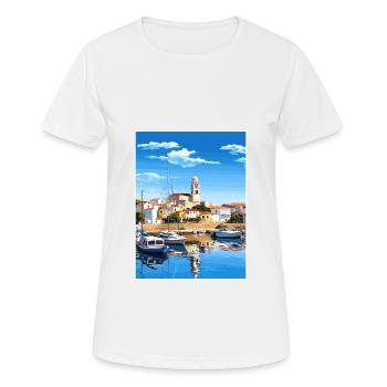 Vila Real De Santo Antonio Portugal Travel Poster - Women's Breathable T-Shirt - white - Front - AI Model Female 172 dark (172cm)
