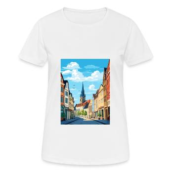 Koblenz Decoration Germany Vintage Travel Poster - Women's Breathable T-Shirt - white - Front - AI Model Female 172 dark (172cm)