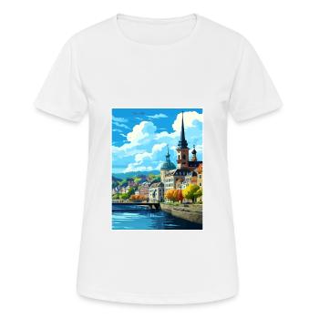 Koblenz Decoration Germany Vintage Travel Poster - Women's Breathable T-Shirt - white - Front - AI Model Female 172 dark (172cm)