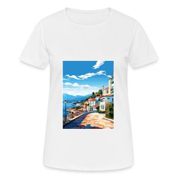 Sesimbra Portugal Vintage voyage affiche Souvenir - T-shirt respirant Femme - blanc - Devant - AI Model Female 172 dark (172cm)