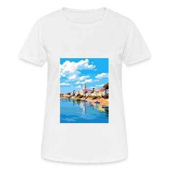 Tavira Portugal Vintage Reiseposter WPA Souvenir - Frauen T-Shirt atmungsaktiv - Weiß - Vorne - AI Model Female 172 dark (172cm)