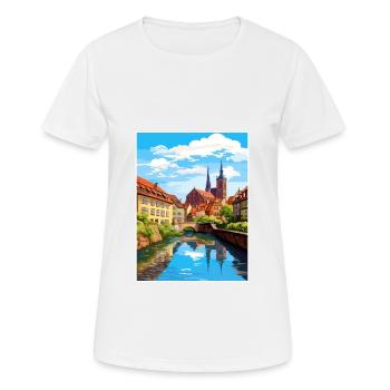 Nuremberg décoration Allemagne Vintage affiche de voyage - T-shirt respirant Femme - blanc - Devant - AI Model Female 172 dark (172cm)