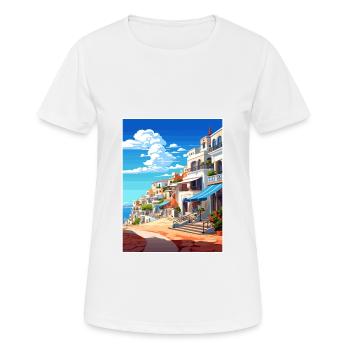 Albufeira Portugal Cascais Vintage Travel Poster - Women's Breathable T-Shirt - white - Front - AI Model Female 172 dark (172cm)