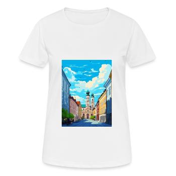 Munich décoration Allemagne Vintage affiche de voyage - T-shirt respirant Femme - blanc - Devant - AI Model Female 172 dark (172cm)