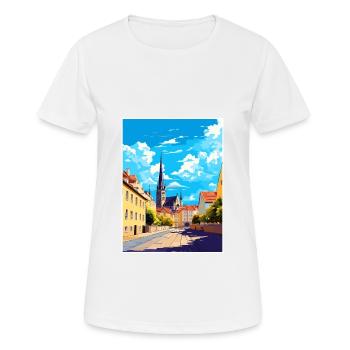 Regensburg Germany Vintage Travel Poster Souvenir - Women's Breathable T-Shirt - white - Front - AI Model Female 172 dark (172cm)