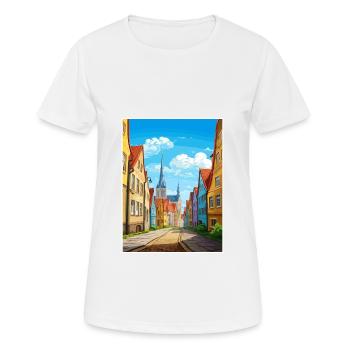 Rostock Germany Vintage Travel Poster WPA Souvenir - Women's Breathable T-Shirt - white - Front - AI Model Female 172 dark (172cm)