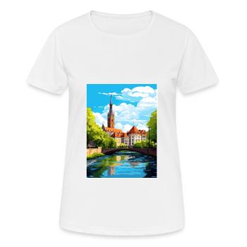 Stuttgart Allemagne Vintage voyage affiche Souvenir - T-shirt respirant Femme - blanc - Devant - AI Model Female 172 dark (172cm)