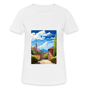 Bergamo Italy Vintage Travel Poster WPA Souvenir - Women's Breathable T-Shirt - white - Front - AI Model Female 172 dark (172cm)