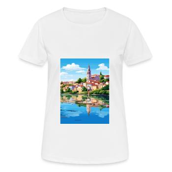 Tomar Portugal Vintage voyage affiche WPA Souvenir - T-shirt respirant Femme - blanc - Devant - AI Model Female 172 dark (172cm)