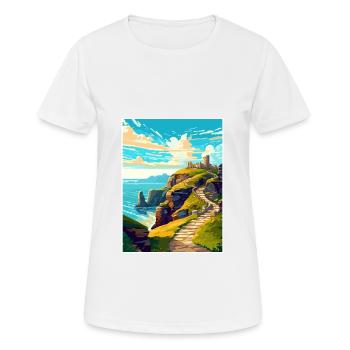 Tintagel Castle England Vintage Travel Poster WPA - Women's Breathable T-Shirt - white - Front - AI Model Female 172 dark (172cm)