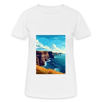 Falaises de Moher Irlande Vintage voyage affiche WPA - T-shirt respirant Femme - blanc - Devant - AI Model Female 172 dark (172cm)