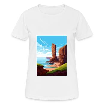 Old Man Of Hoy Scotland Vintage Travel Poster WPA - Women's Breathable T-Shirt - white - Front - AI Model Female 172 dark (172cm)