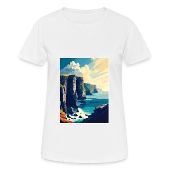Falaises de Moher Irlande Vintage voyage affiche WPA - T-shirt respirant Femme - blanc - Devant - AI Model Female 172 dark (172cm)