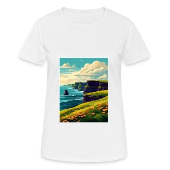 Falaises de Moher Irlande Vintage voyage affiche WPA - T-shirt respirant Femme - blanc - Devant - AI Model Female 172 dark (172cm)